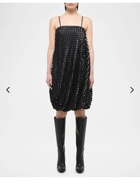 Helmut Lang Black Embellished Mini Slip Dress